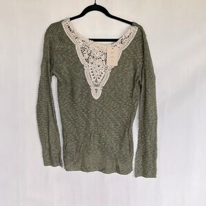 Pink Rose size L green sweater NEW WITH TAGS!!